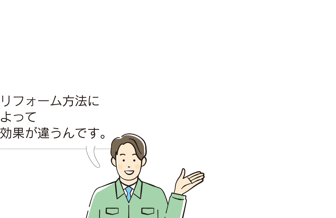 リフォーム方法によって効果が違うんです。